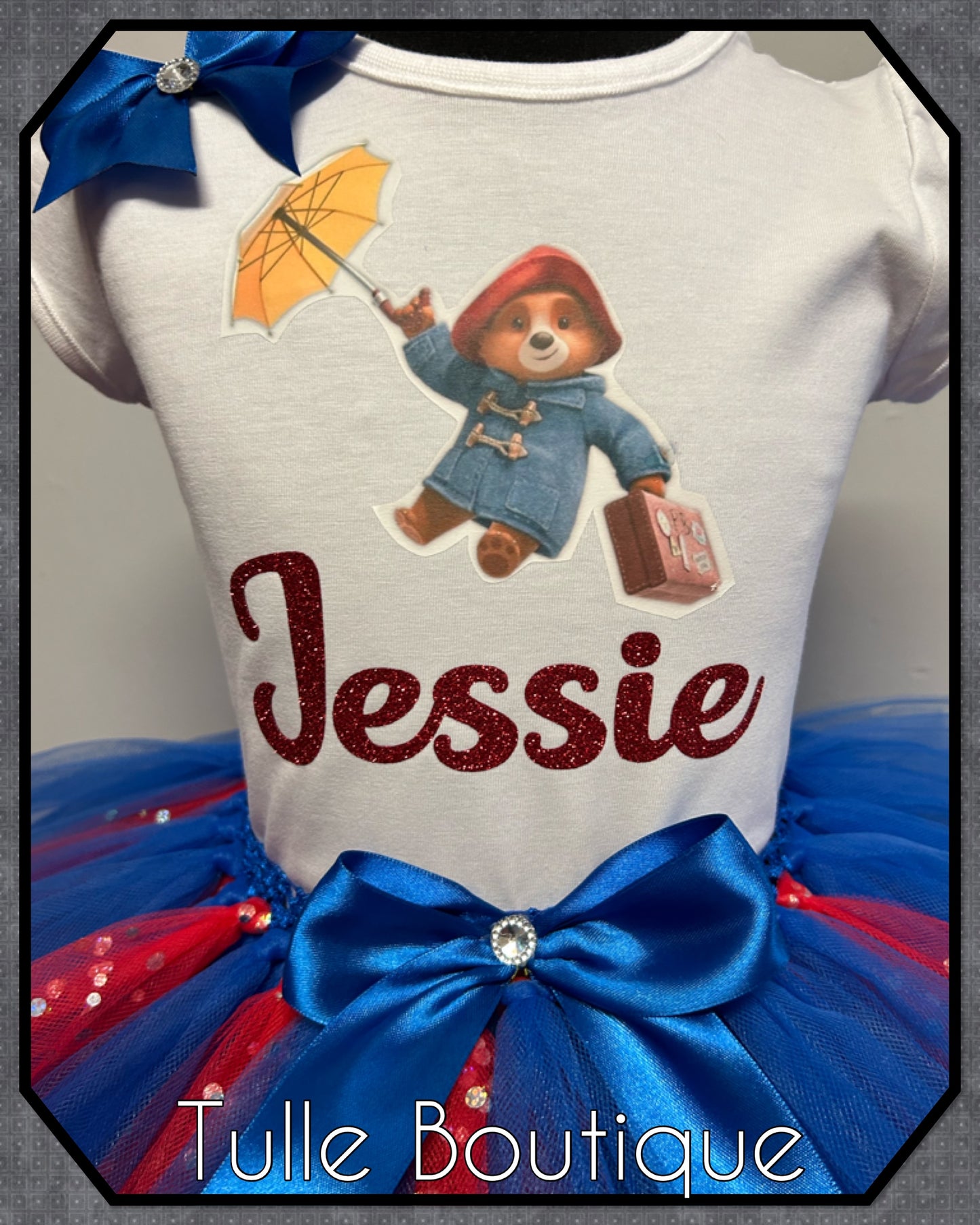 Girls Paddington Bear T-shirt and tutu dress birthday party outfit