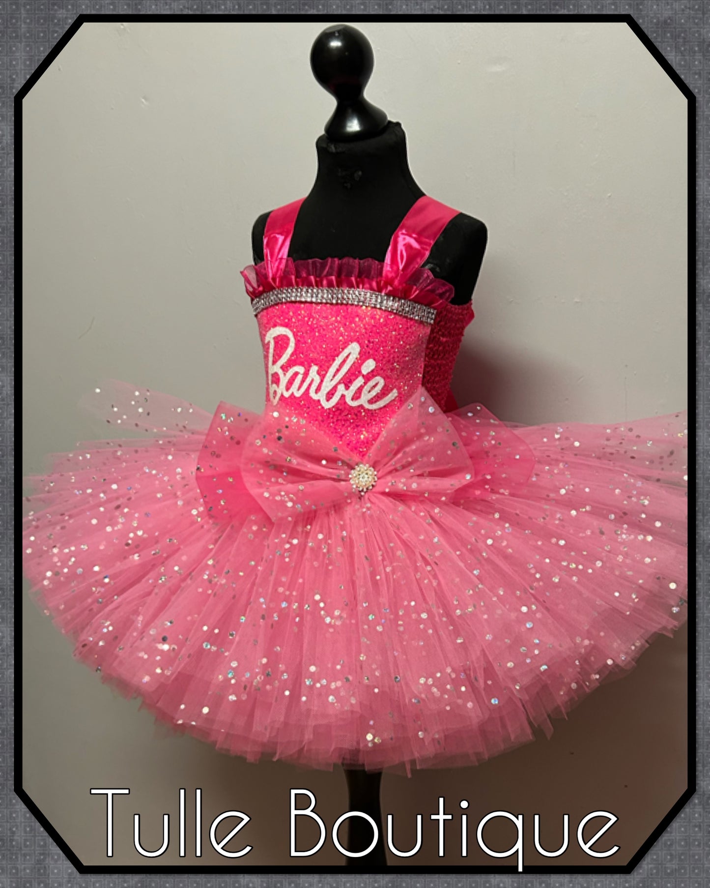 Girls Glitter pink doll Barbie themed girls birthday party tutu dress