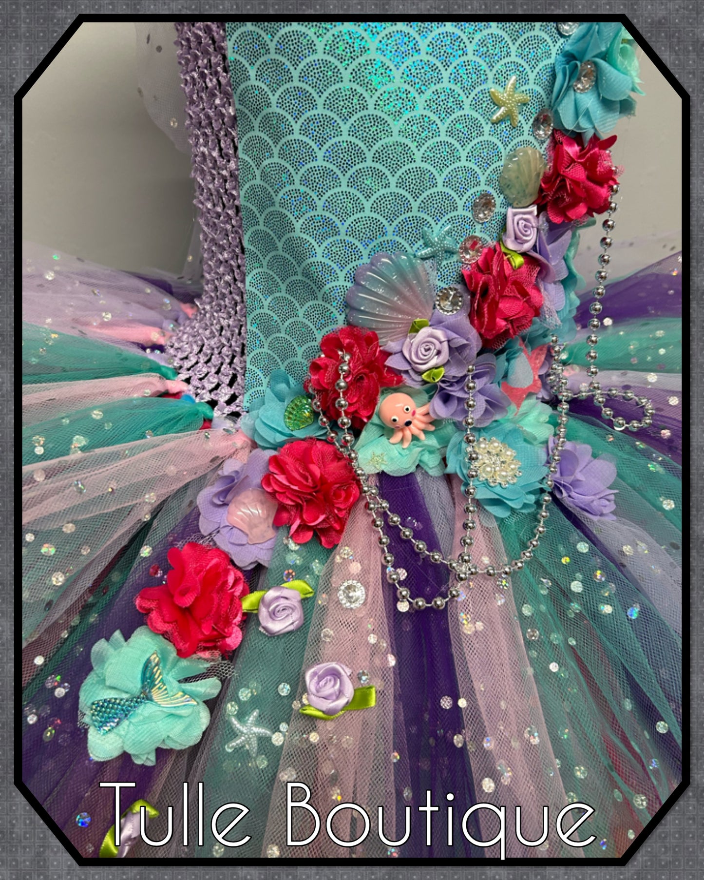 Girls Toddlers Mermaid princess under the sea themed tutu birthday party dress