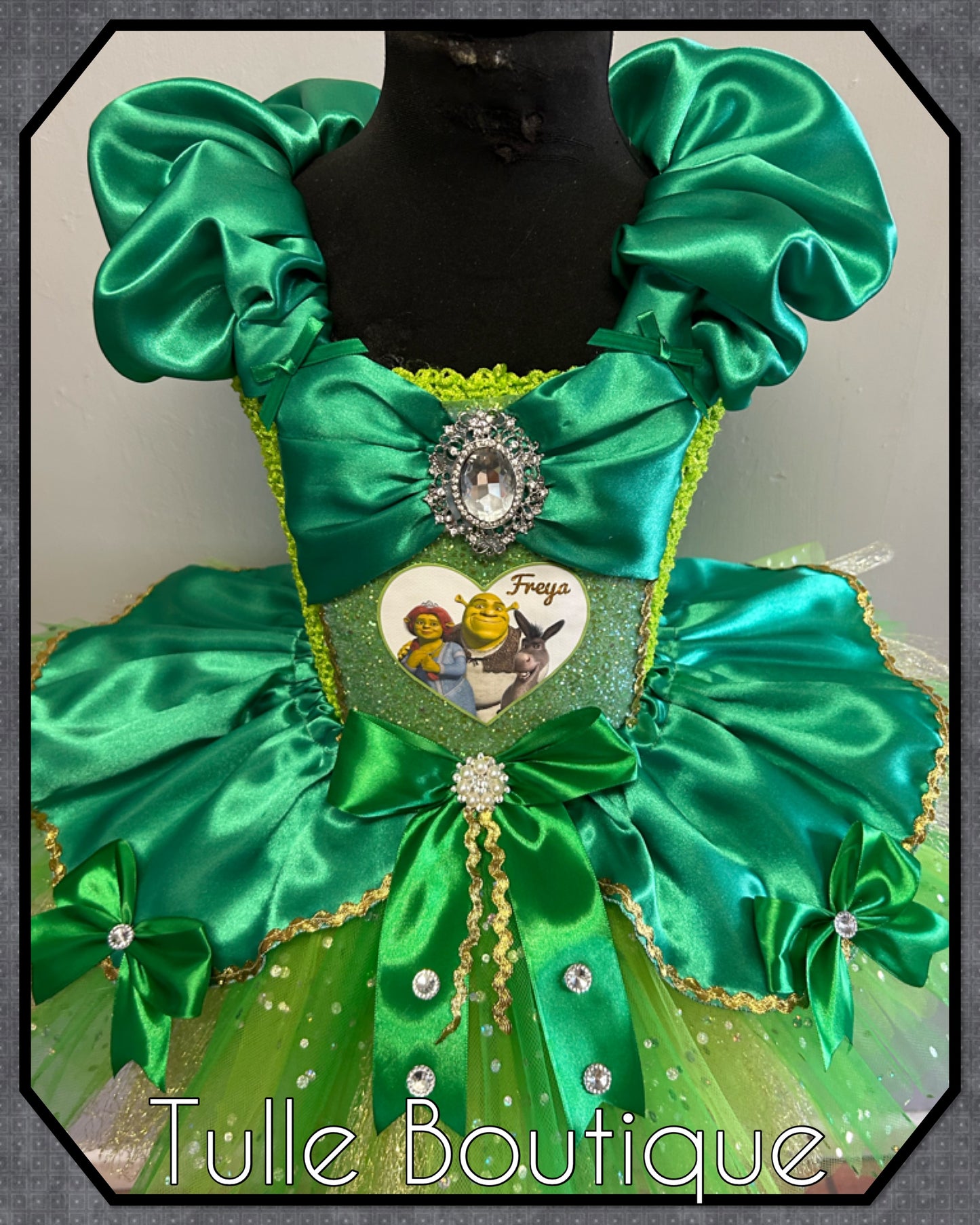 Girls Shrek costume ballgown tutu dress fancy dress