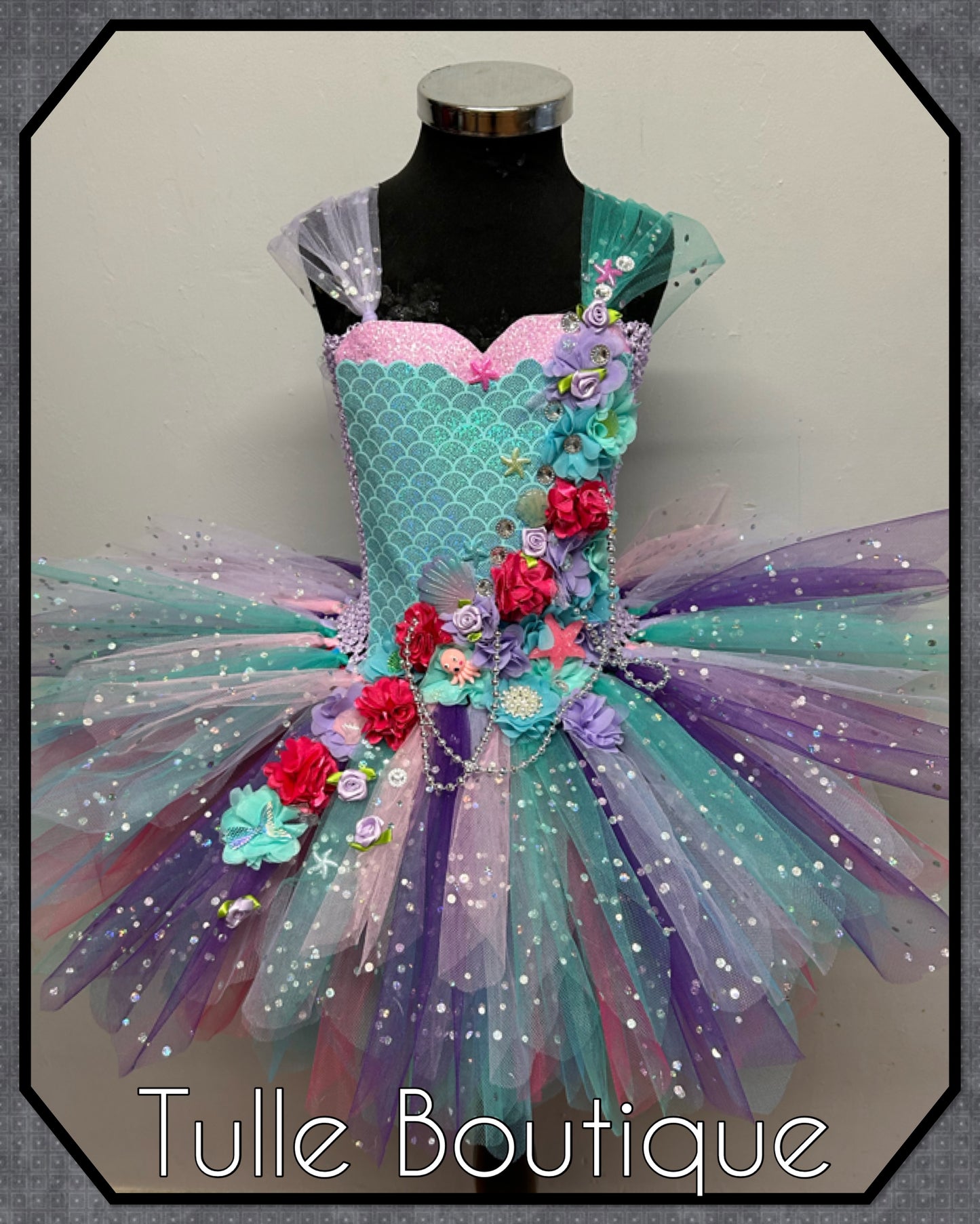 Girls Toddlers Mermaid princess under the sea themed tutu birthday party dress