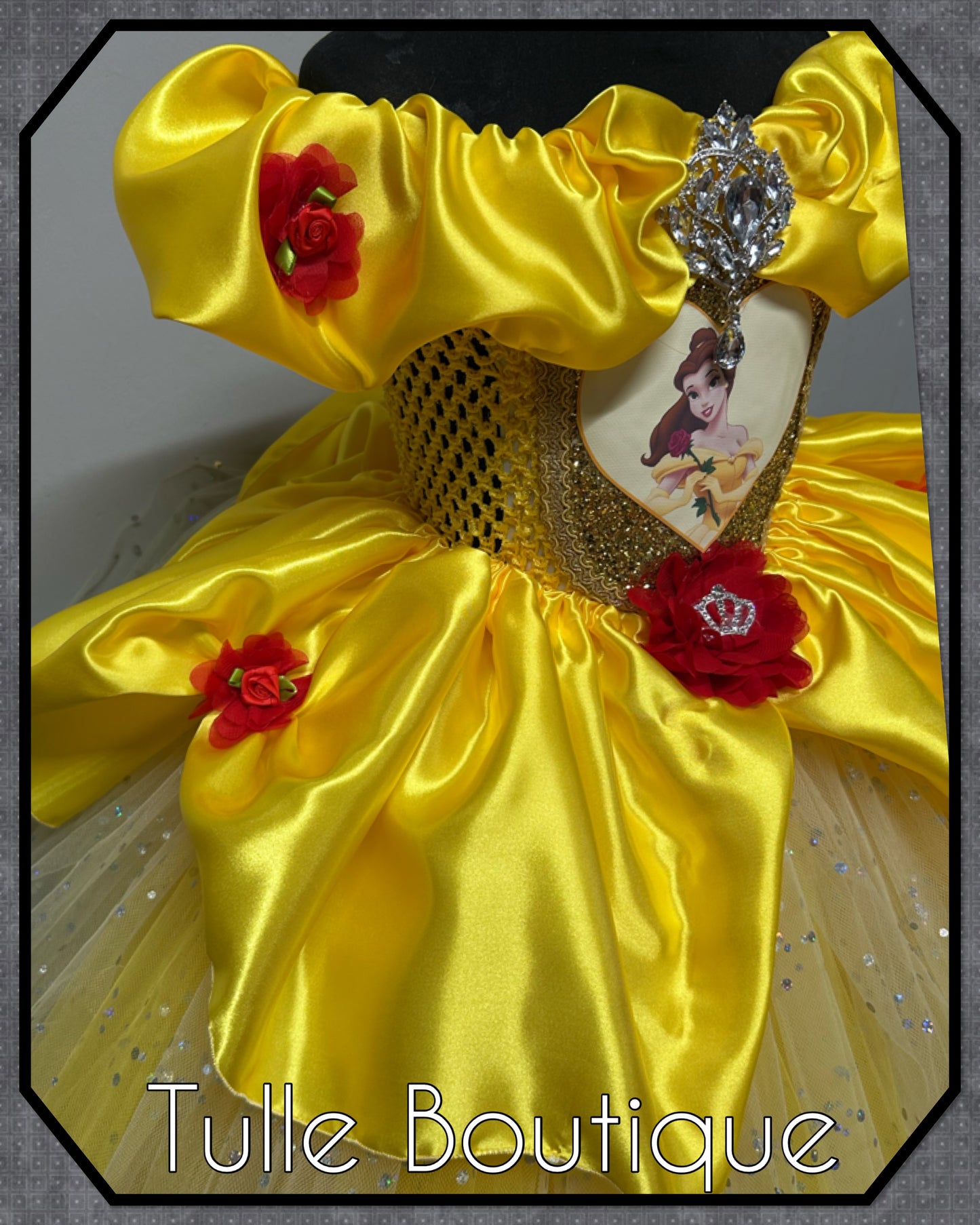 Girls Princess Belle beauty and the beast yellow ballgown tutu dress