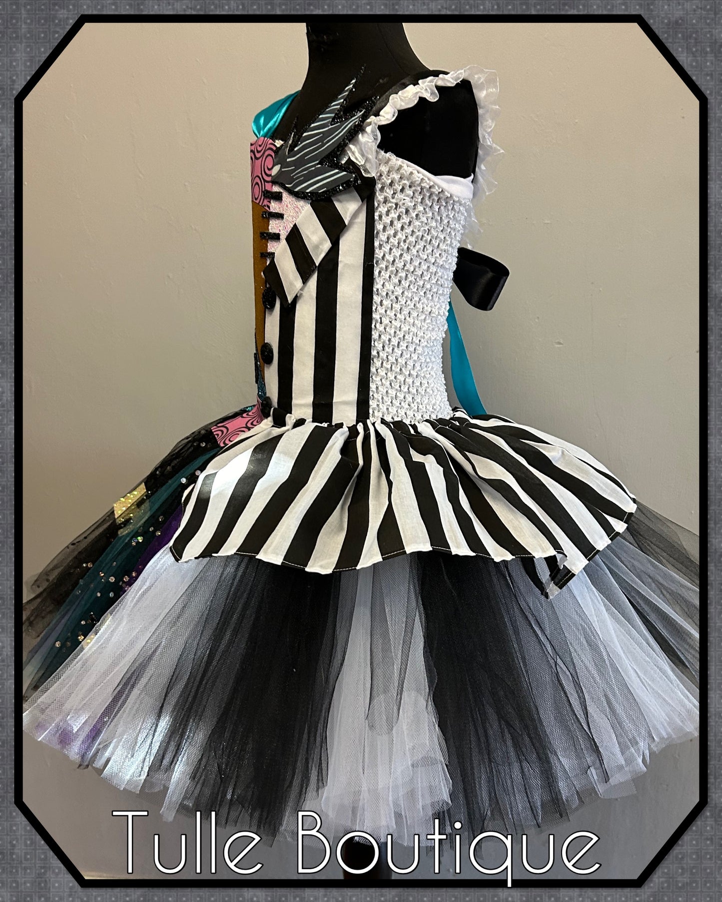 Girls Jack and Sally half and half halloween birthday party tutu dress nightmare before Christmas