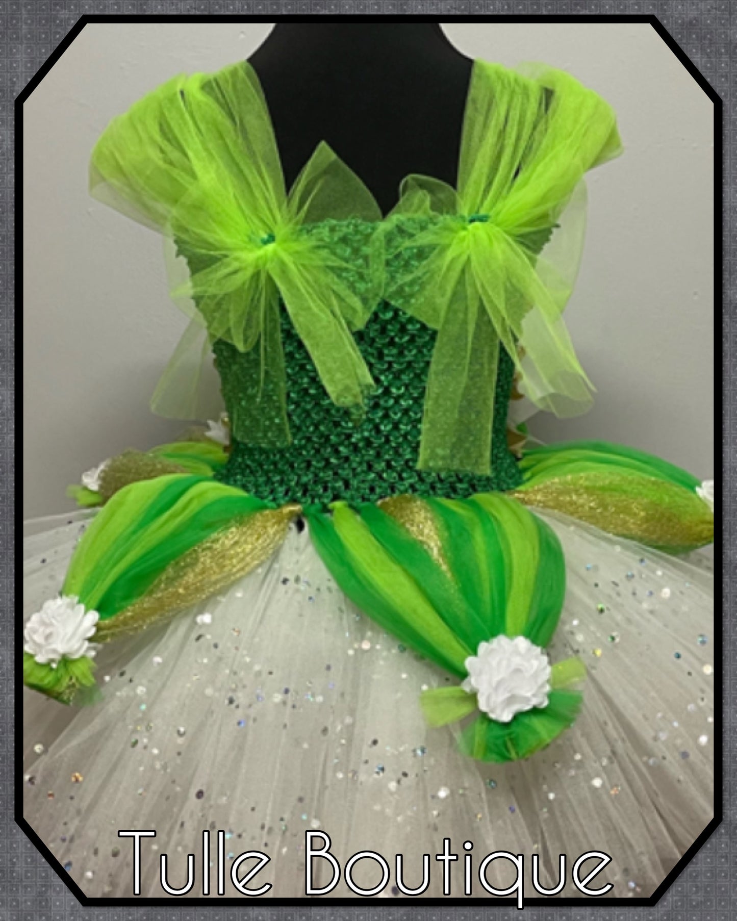 Girls toddlers Princess and the frog tutu dress knee length fancy dress costume Princess Tiana tutu dress