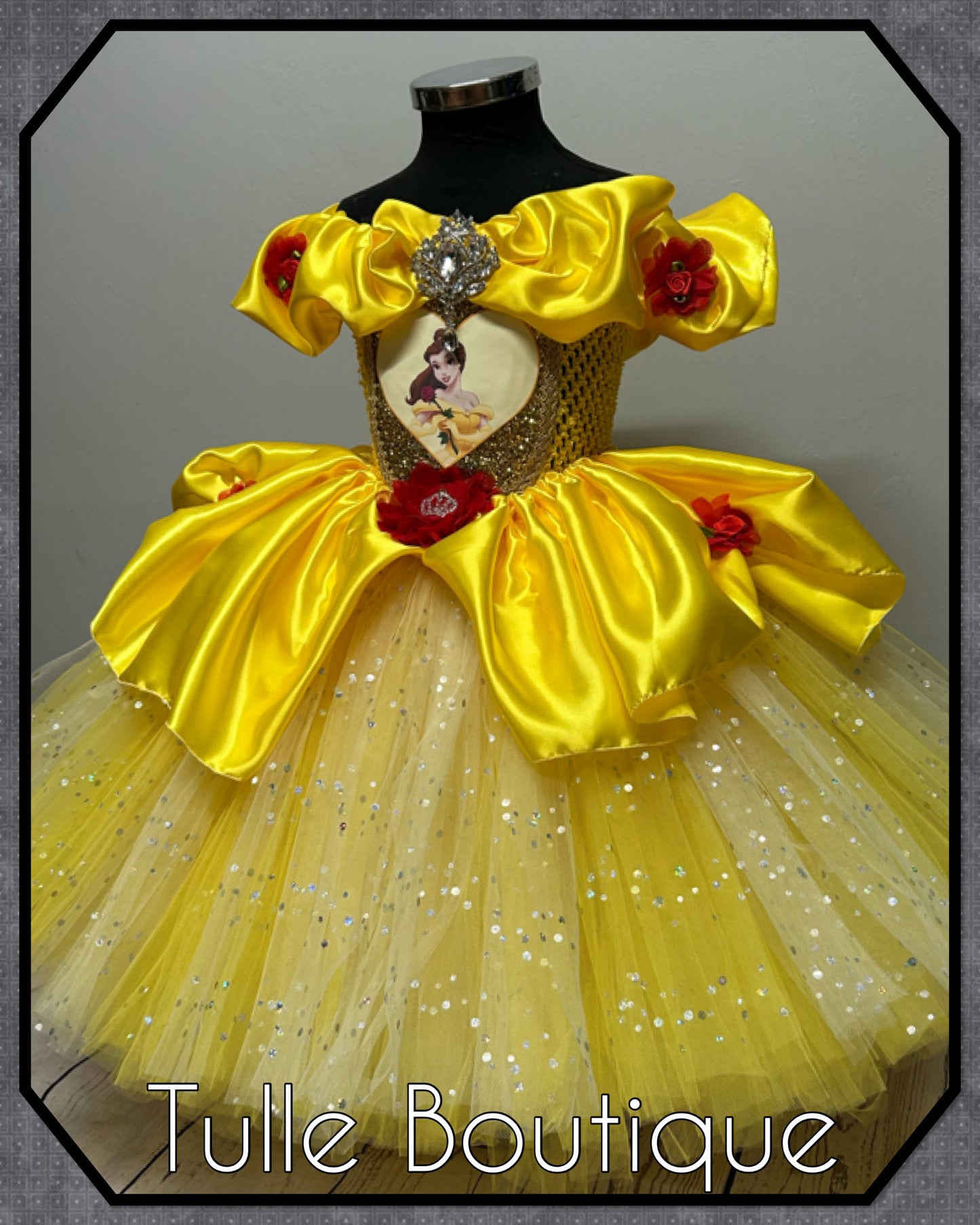 Girls Princess Belle beauty and the beast yellow ballgown tutu dress