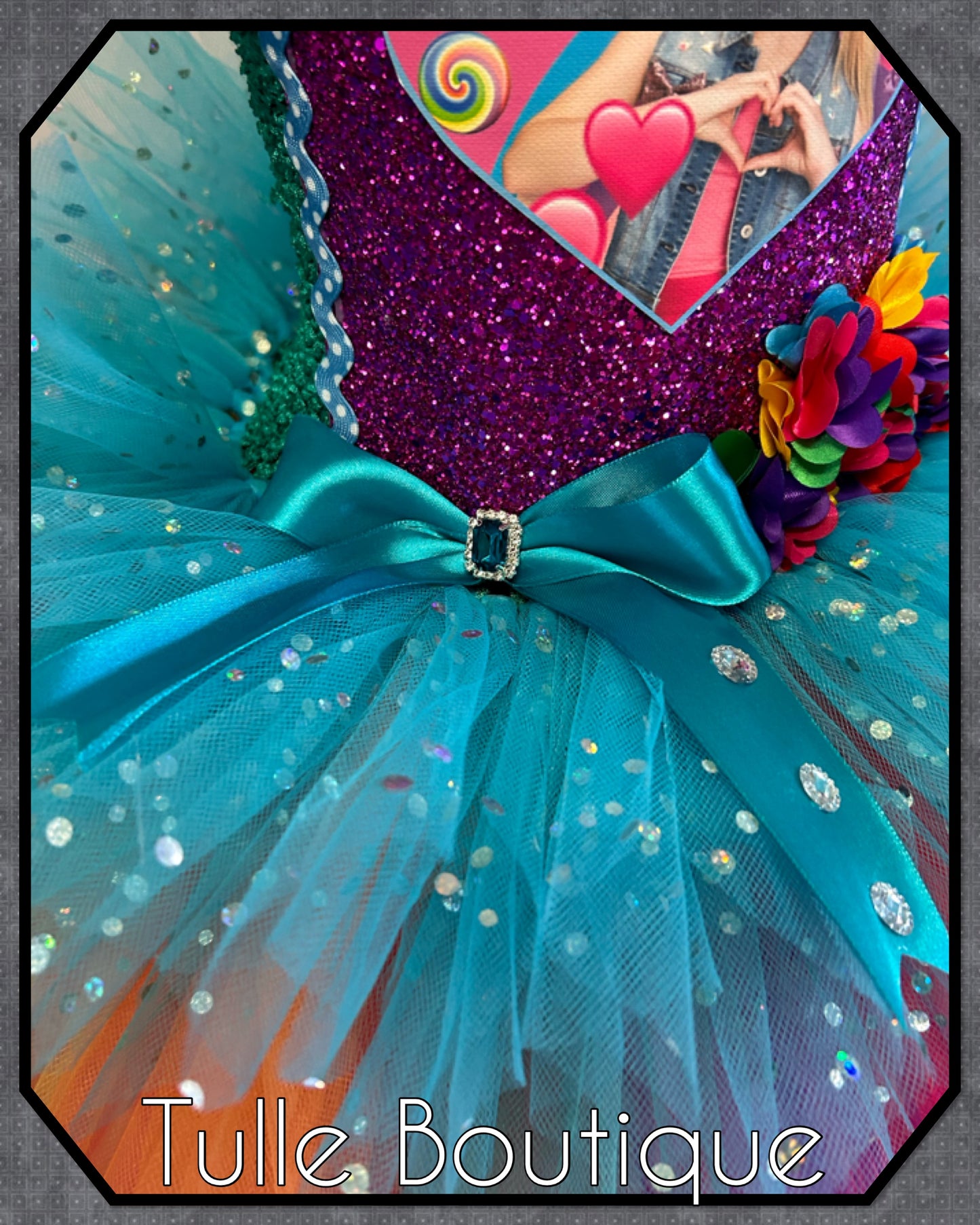 Jojo Siwa bow rainbow birthday party tutu dress