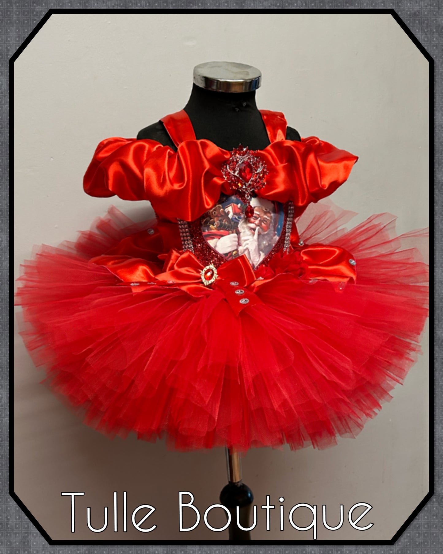 Girls Toddlers Vintage Santa Father Christmas ballgown tutu dress