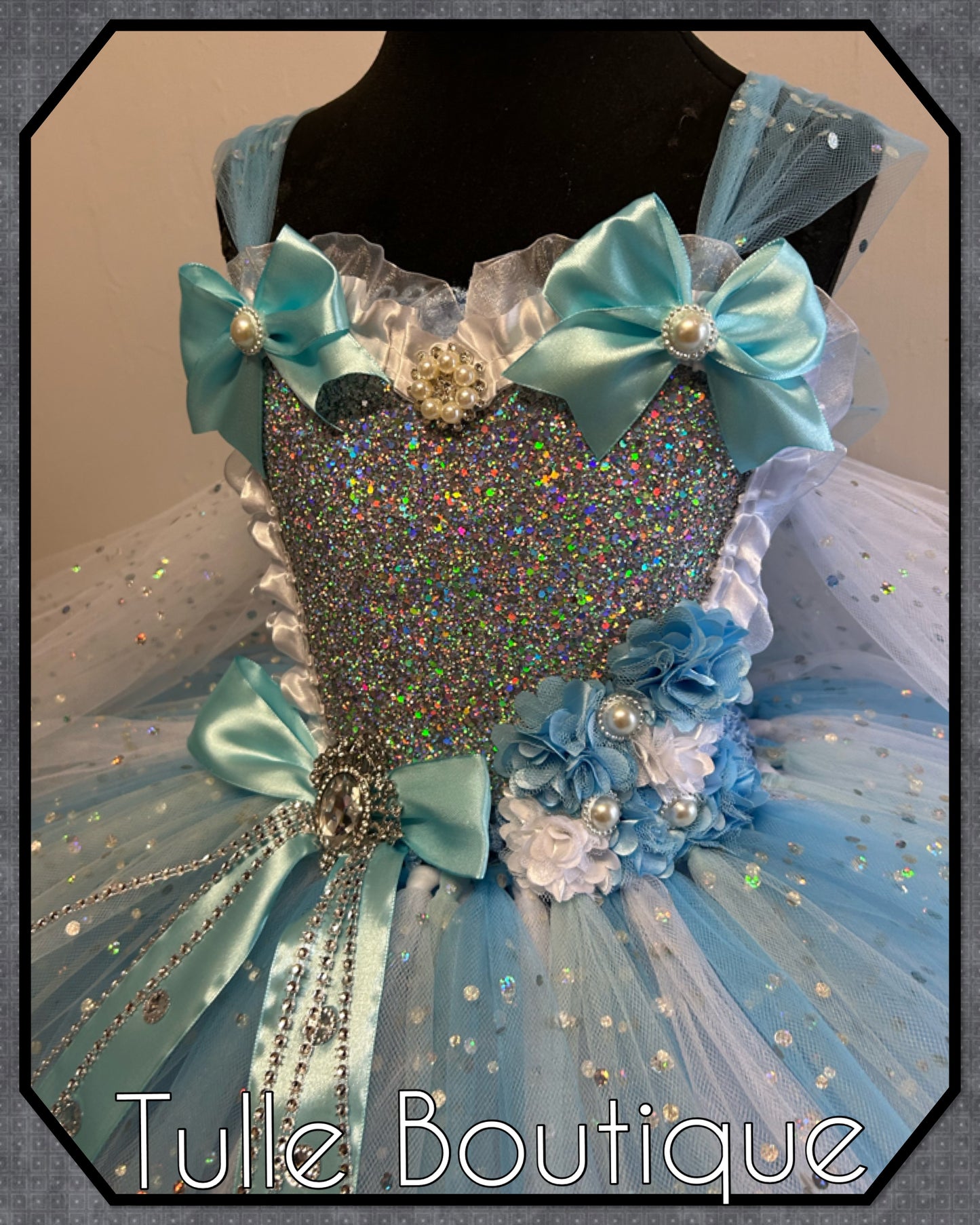 Girls Glitter Frozen Elsa birthday party princess tutu dress