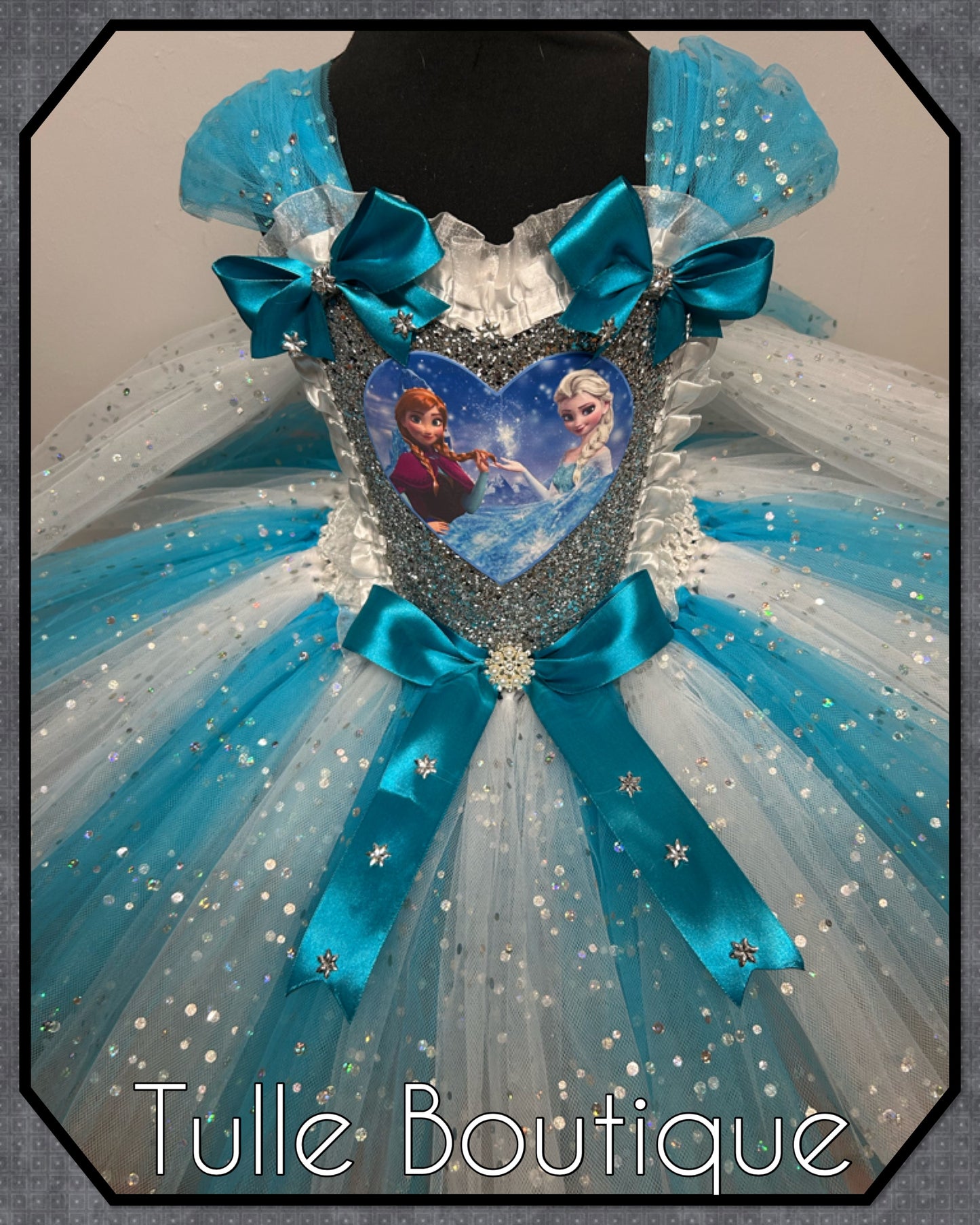 Frozen Elsa and Anna birthday party princess tutu dress with tulle cape