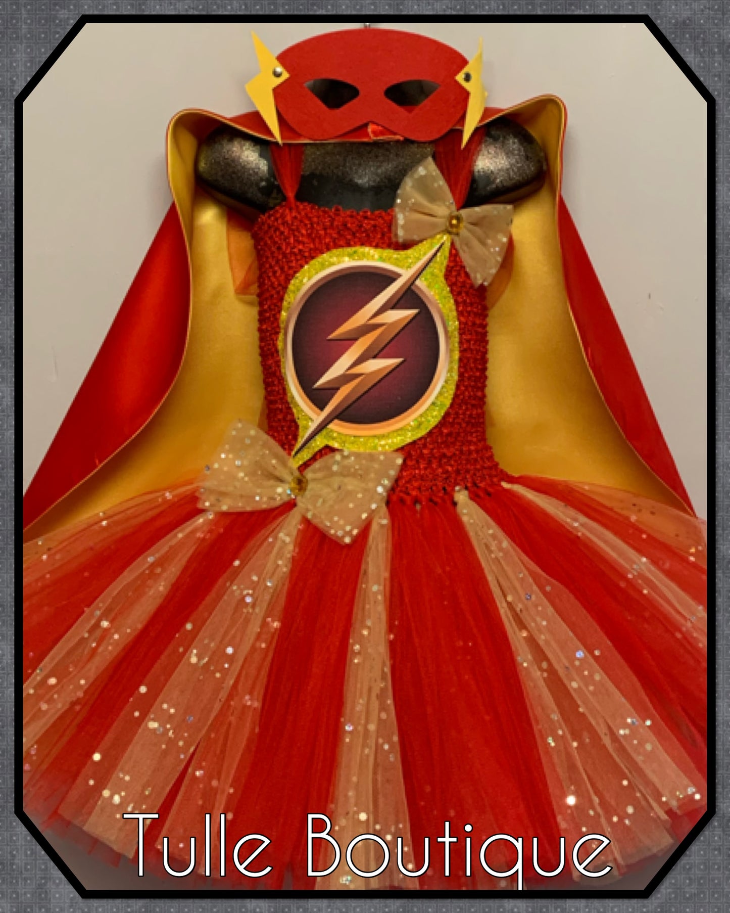 Girls Flash superhero tutu dress birthday party fancy dress costume