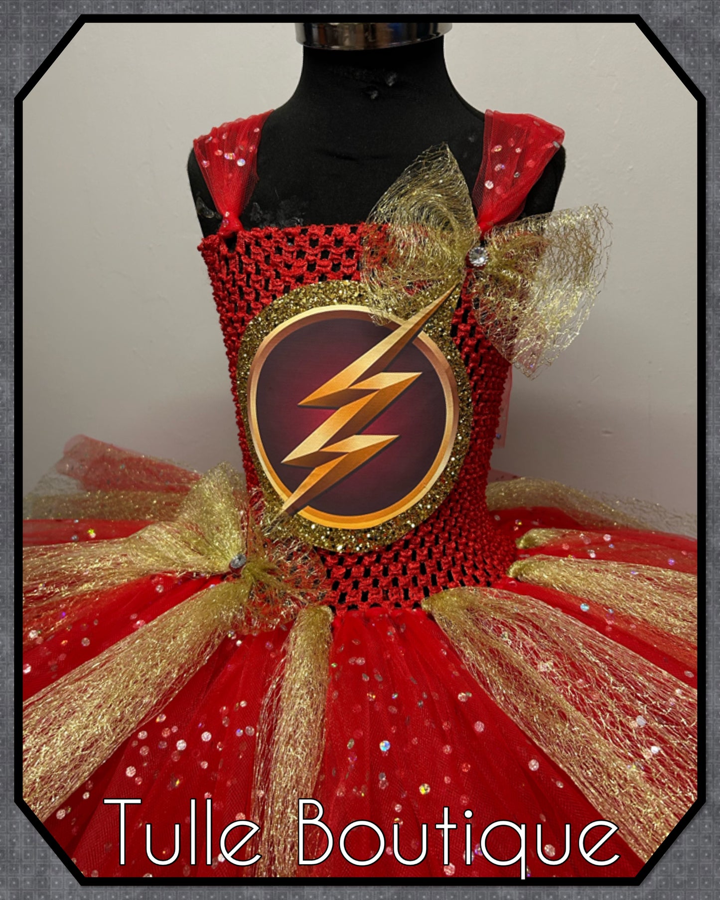 Girls Flash superhero tutu dress birthday party fancy dress costume