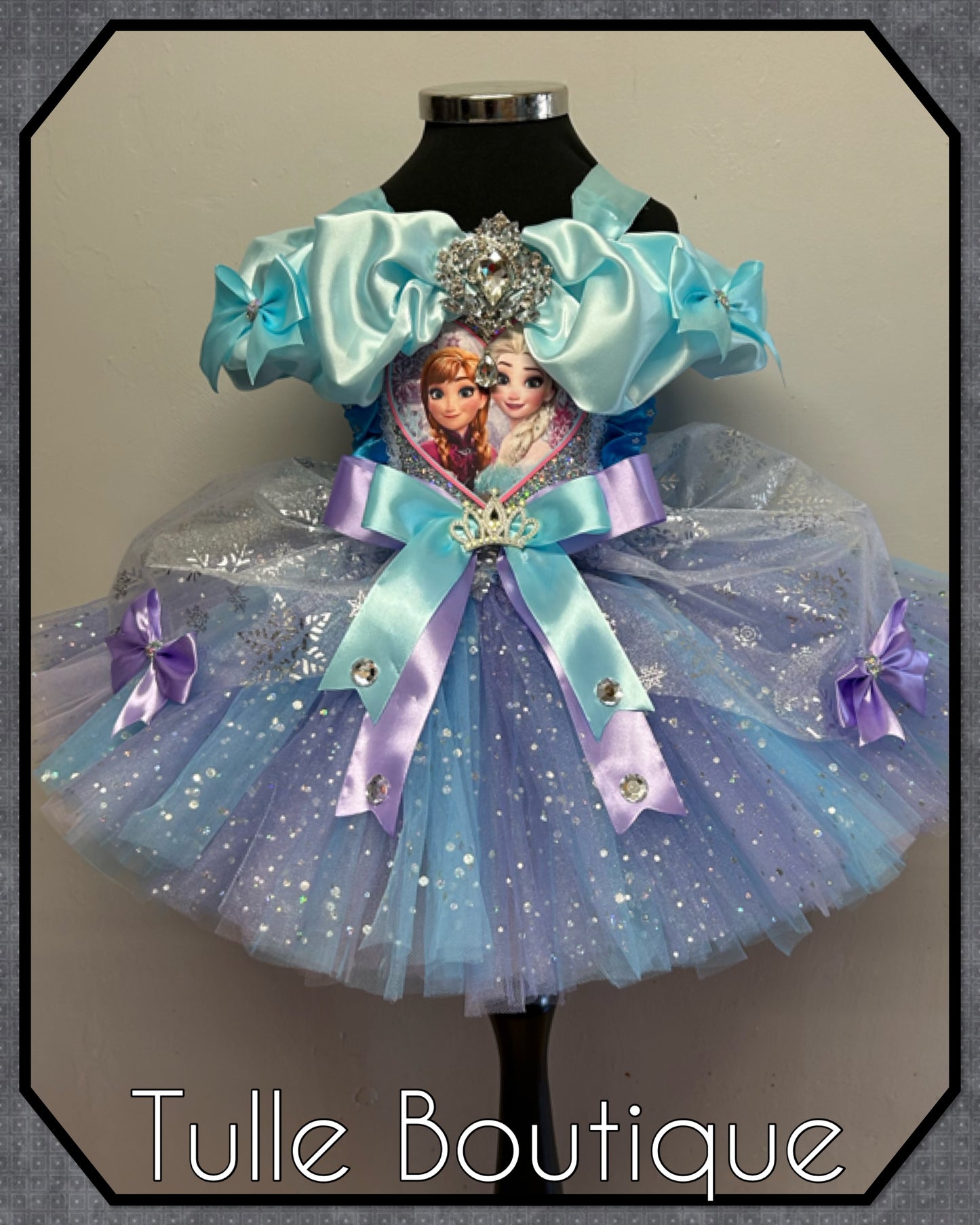 Girls Toddlers lilac and sky Frozen Elsa and Anna ballgown tutu dress