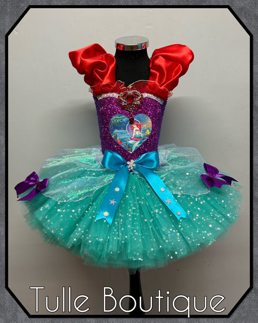 Girls Little mermaid princess Ariel ballgown tutu dress