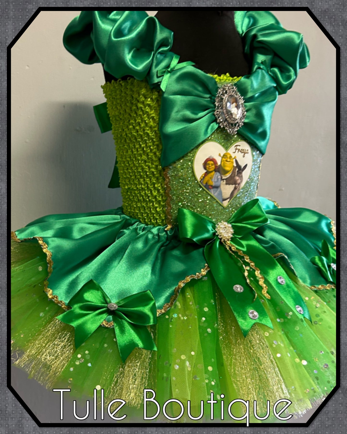 Girls Shrek costume ballgown tutu dress fancy dress