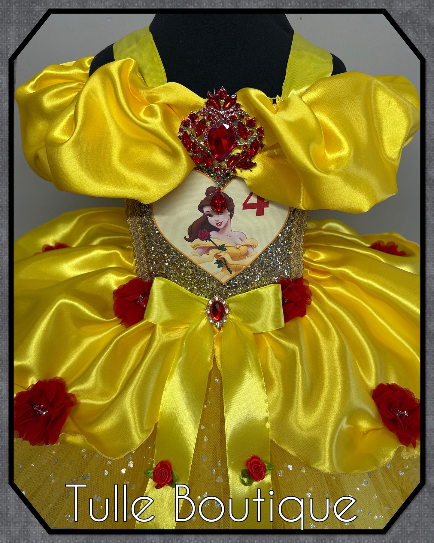 Girls princess Belle yellow ballgown tutu birthday party dress