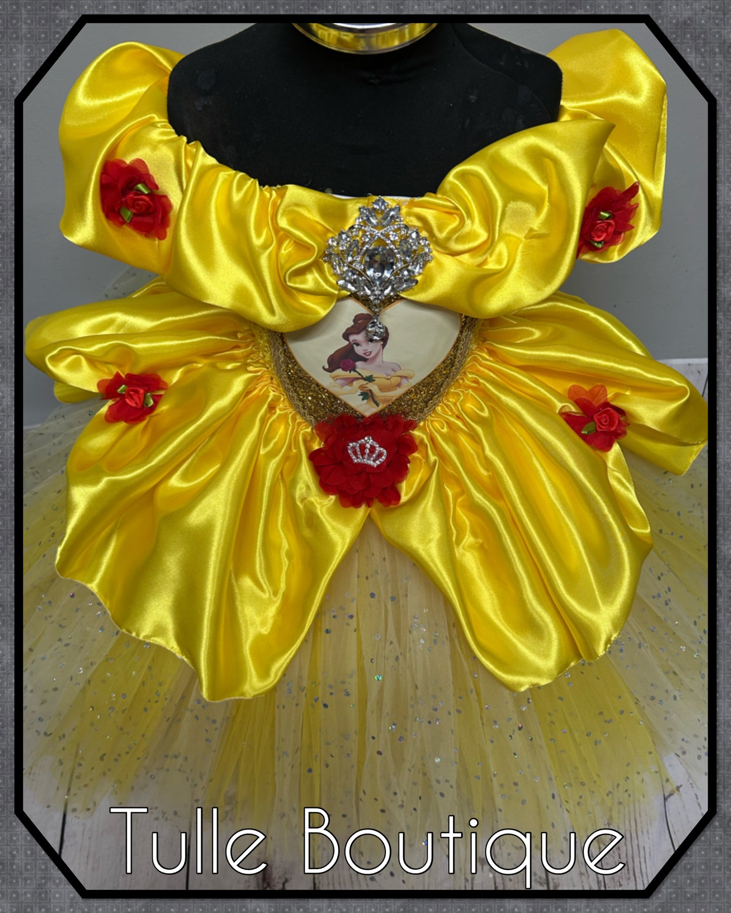 Girls Princess Belle beauty and the beast yellow ballgown tutu dress