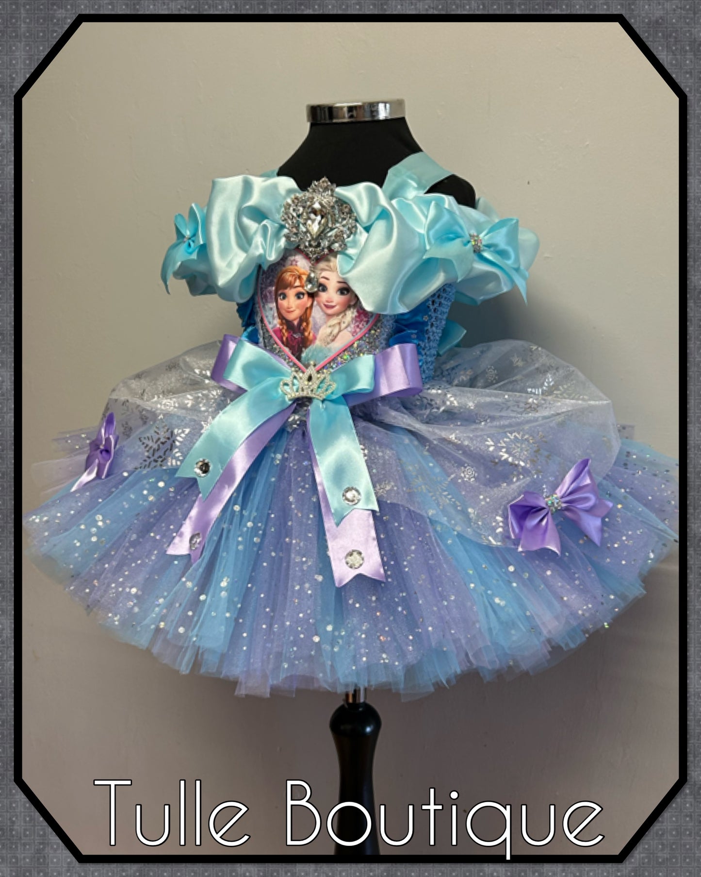 Girls Toddlers lilac and sky Frozen Elsa and Anna ballgown tutu dress