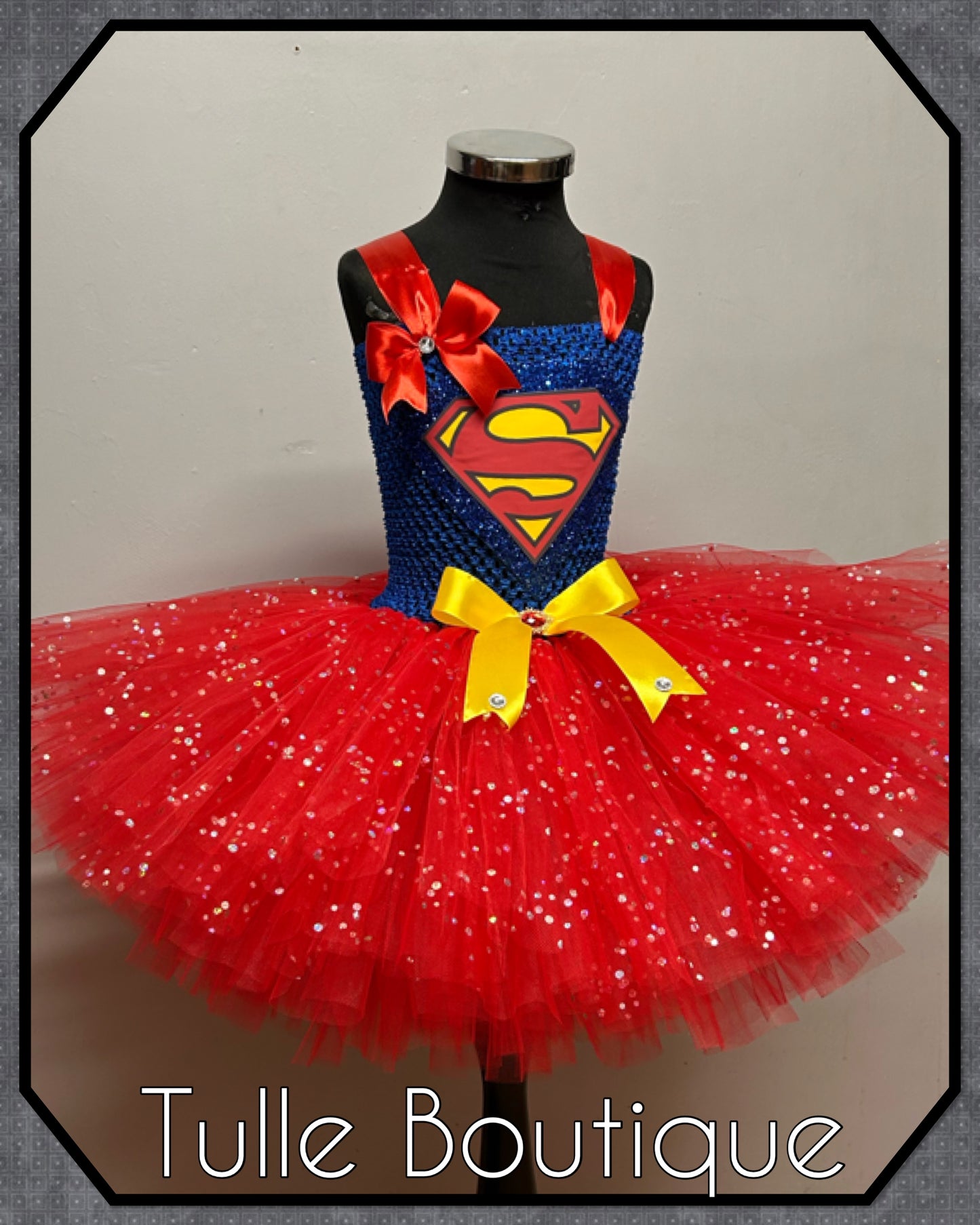 Girls Superman superhero tutu dress birthday party fancy dress costume