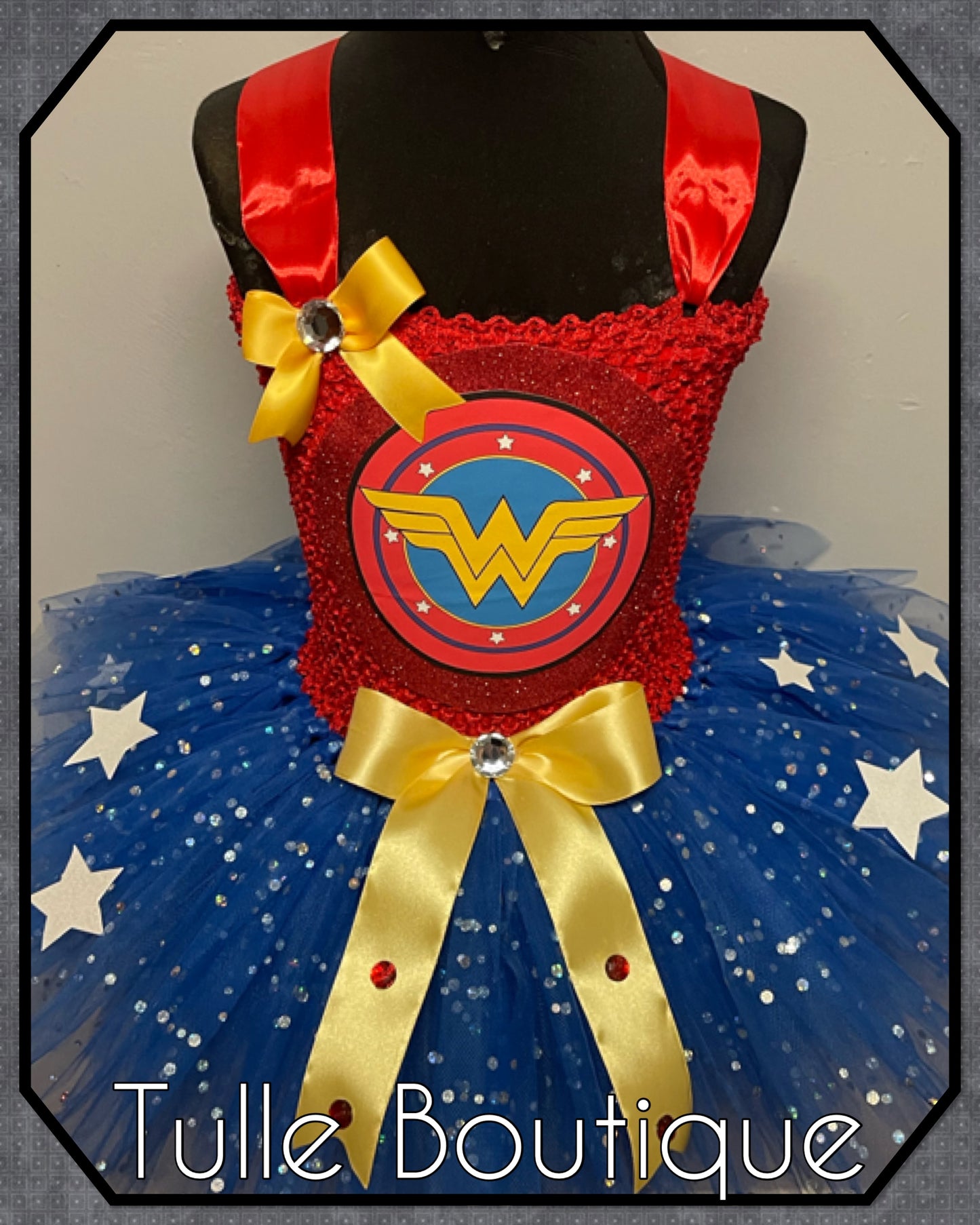 Girls Wonder Woman superhero tutu dress birthday party fancy dress costume