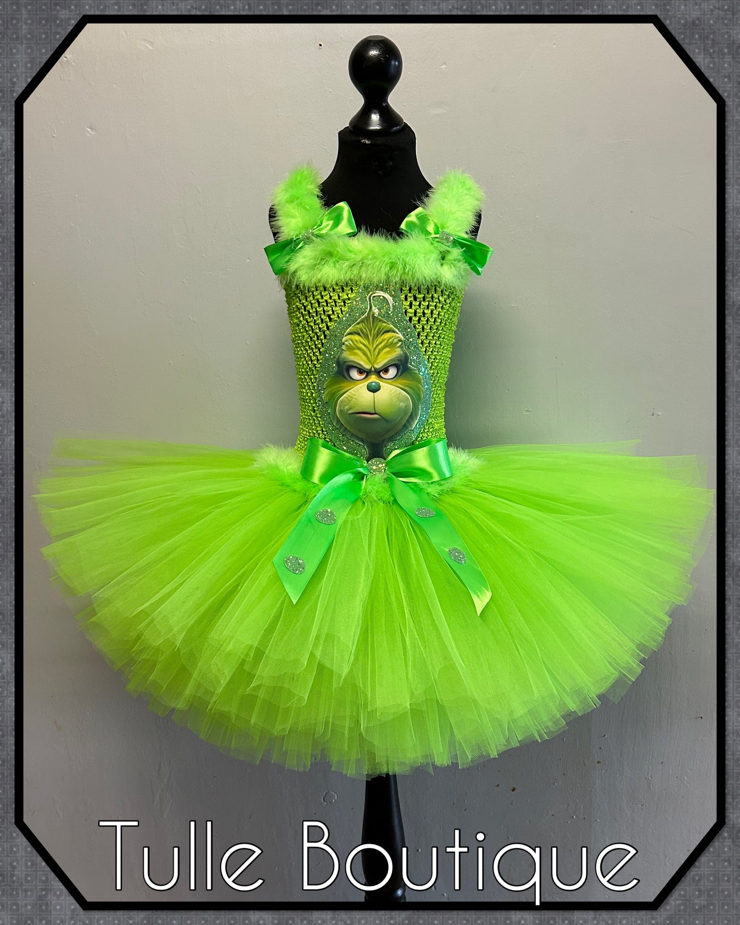 Girls Grinch green Christmas tutu party dress costume