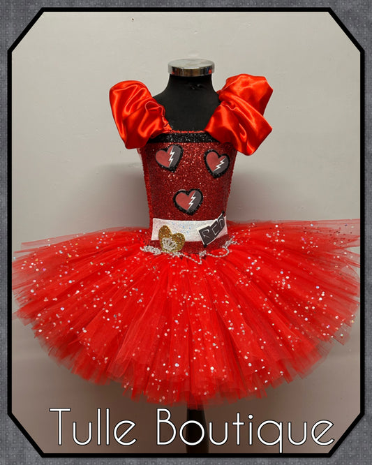 Girls Descendants Red princess tutu birthday Halloween party dress