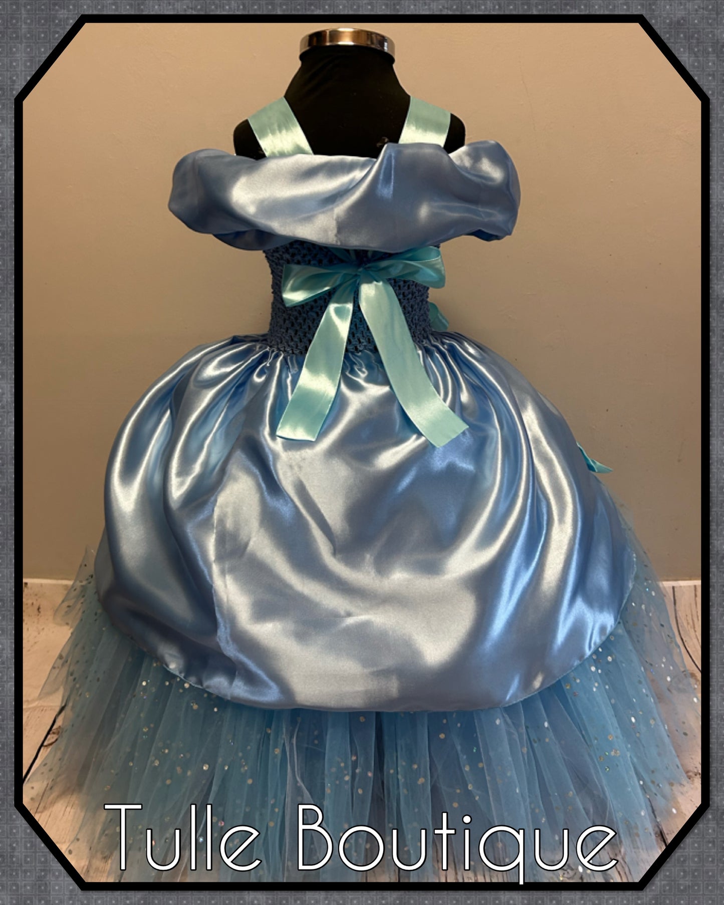 Girls Cinderella Princess full length blue ballgown tutu dress