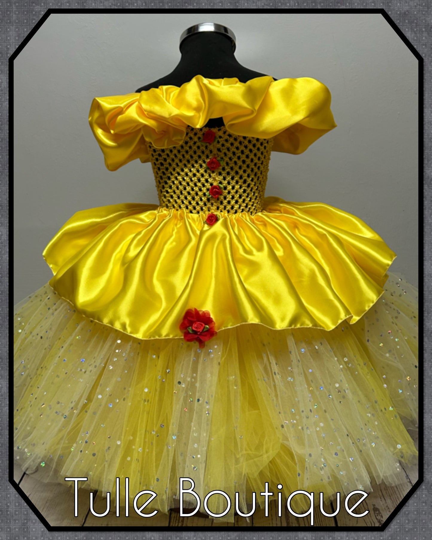 Girls Princess Belle beauty and the beast yellow ballgown tutu dress
