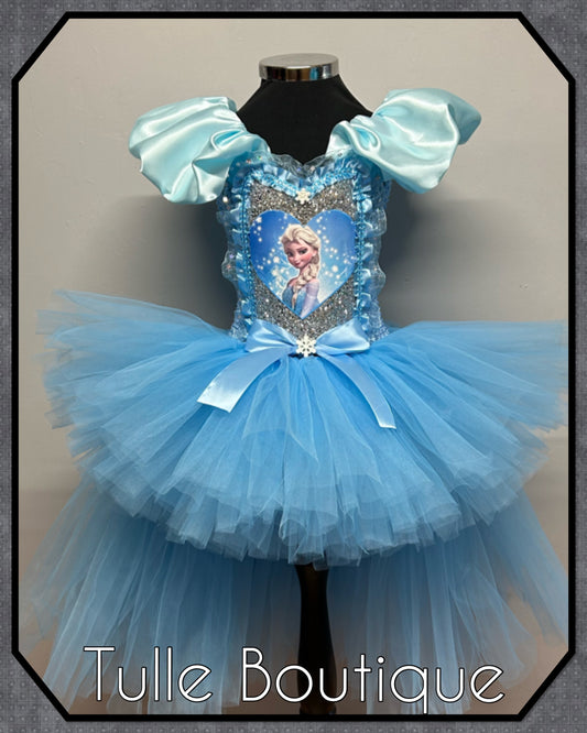Girls Princess sky blue Frozen Elsa ballgown birthday tutu dress