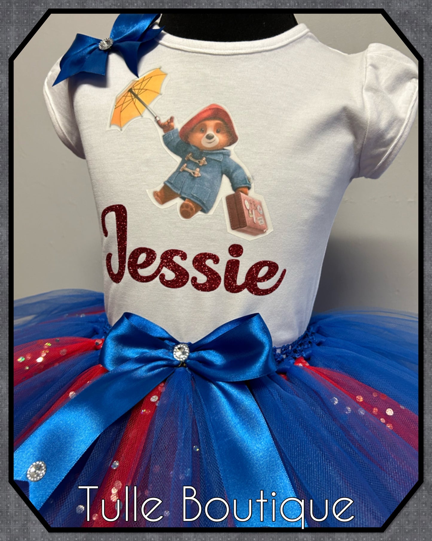 Girls Paddington Bear T-shirt and tutu dress birthday party outfit