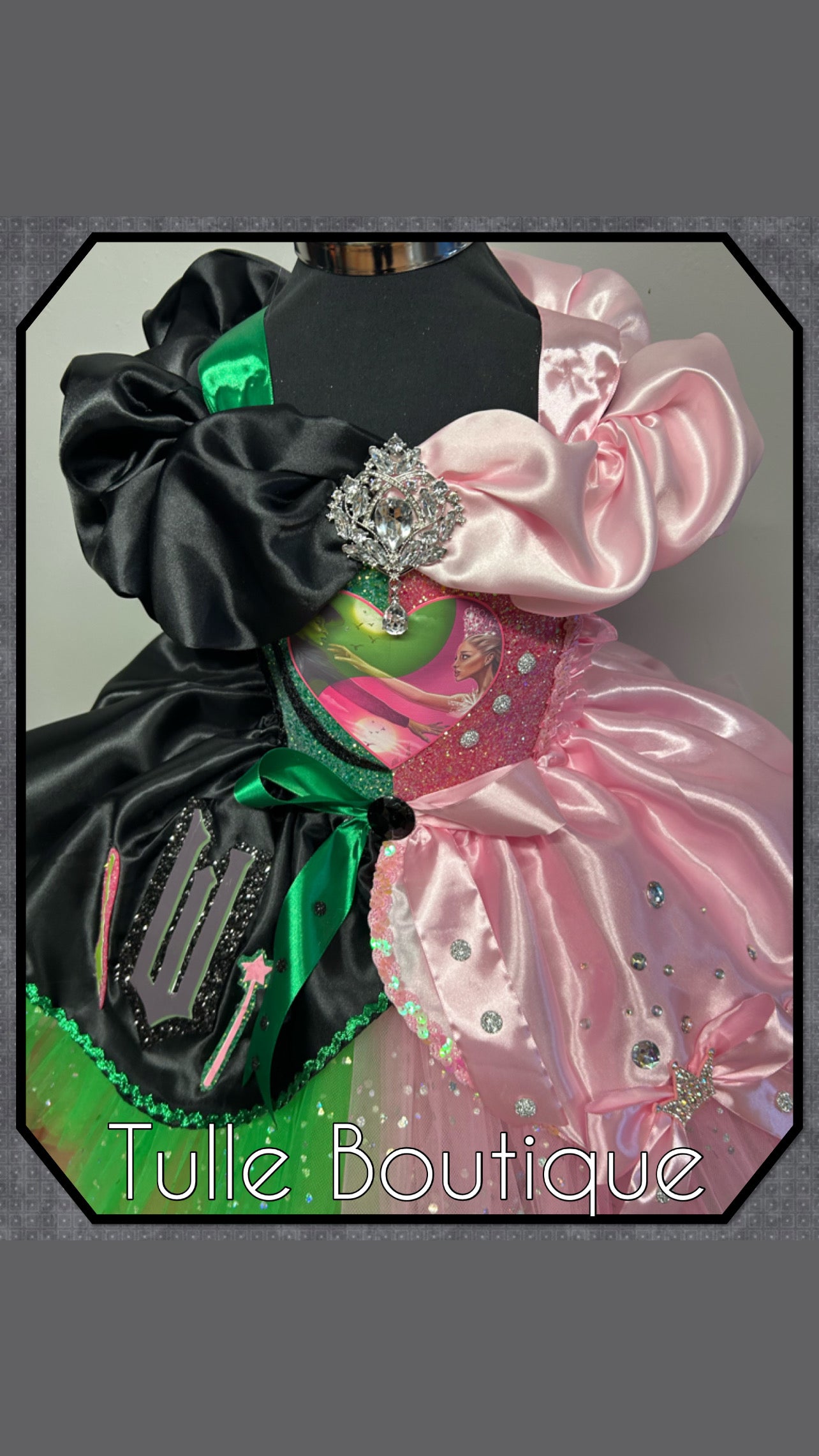 Girls Wicked Elphaba/Glinda ballgown tutu birthday party dress