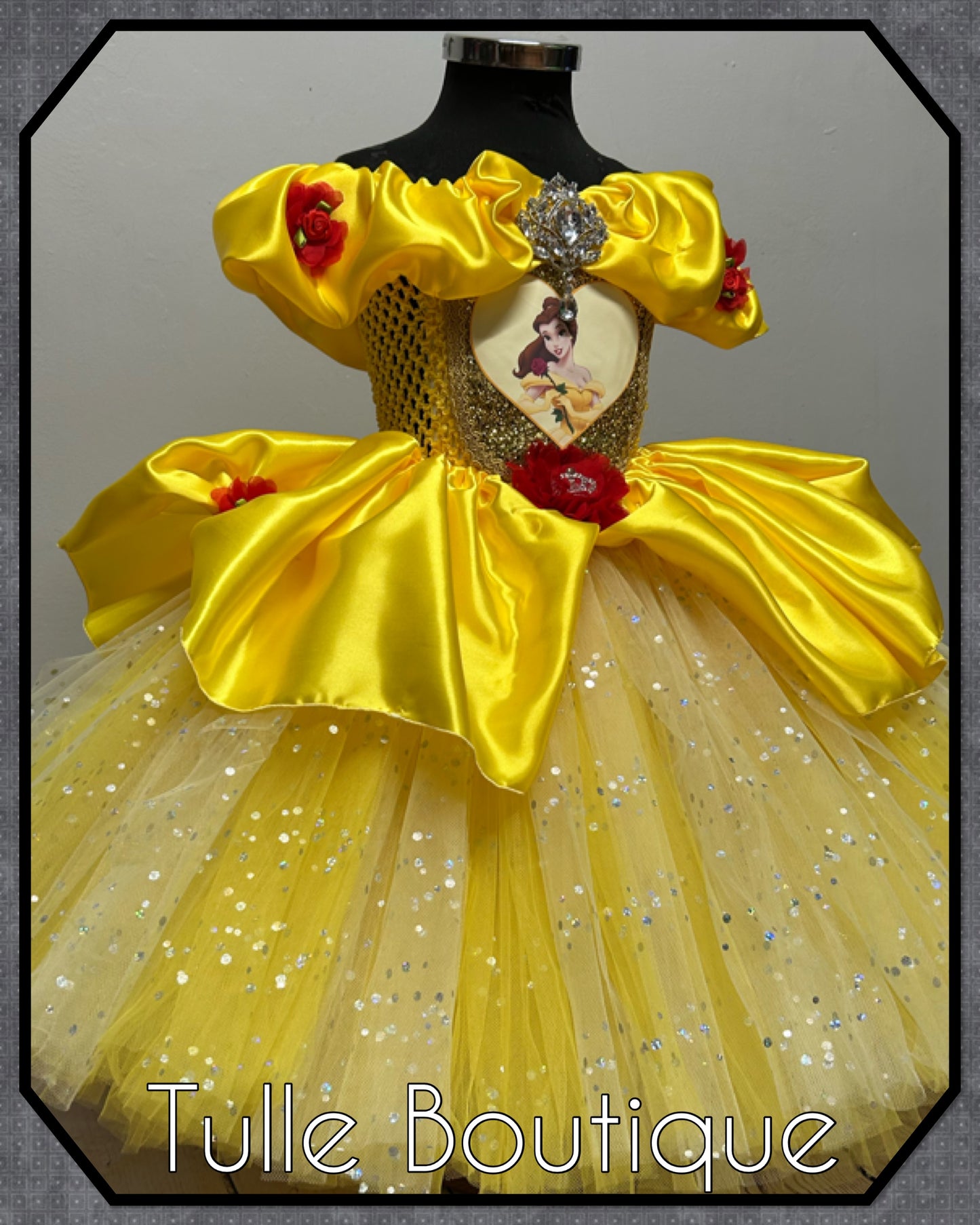Girls Princess Belle beauty and the beast yellow ballgown tutu dress