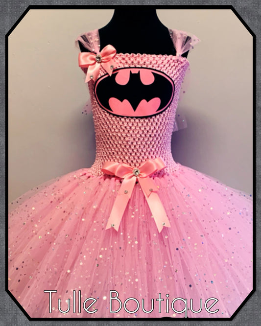 Girls Pink Batman superhero tutu dress birthday party fancy dress costume