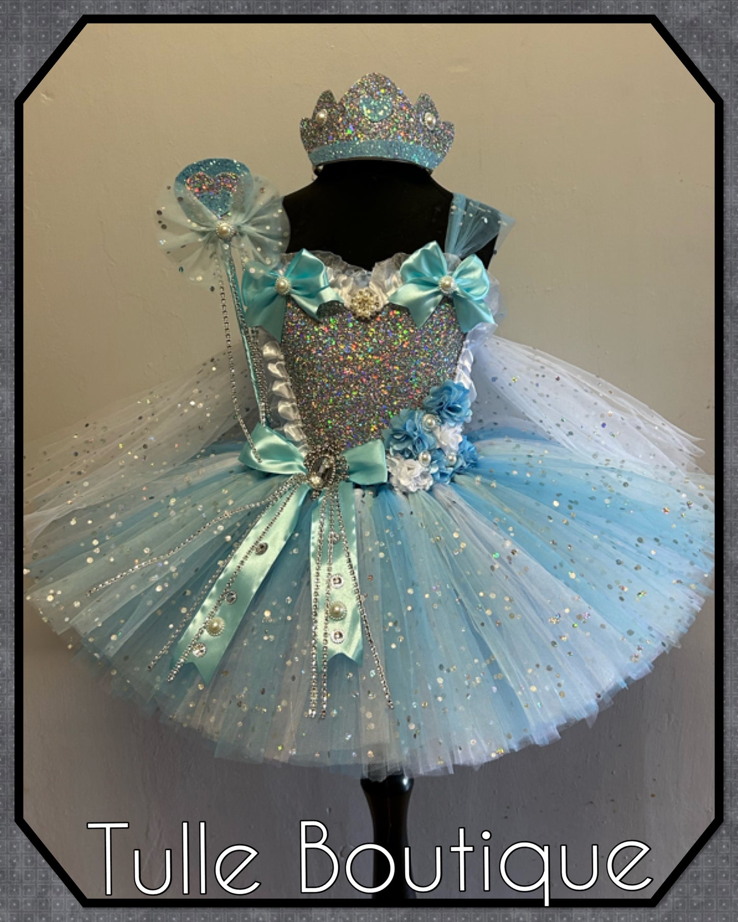 Girls Glitter Frozen Elsa birthday party princess tutu dress