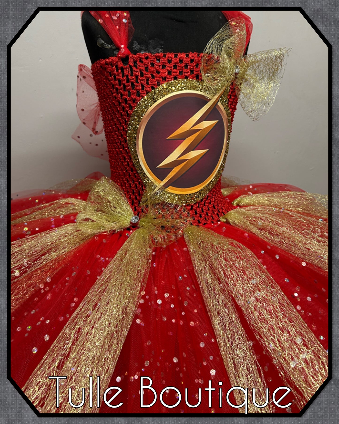 Girls Flash superhero tutu dress birthday party fancy dress costume