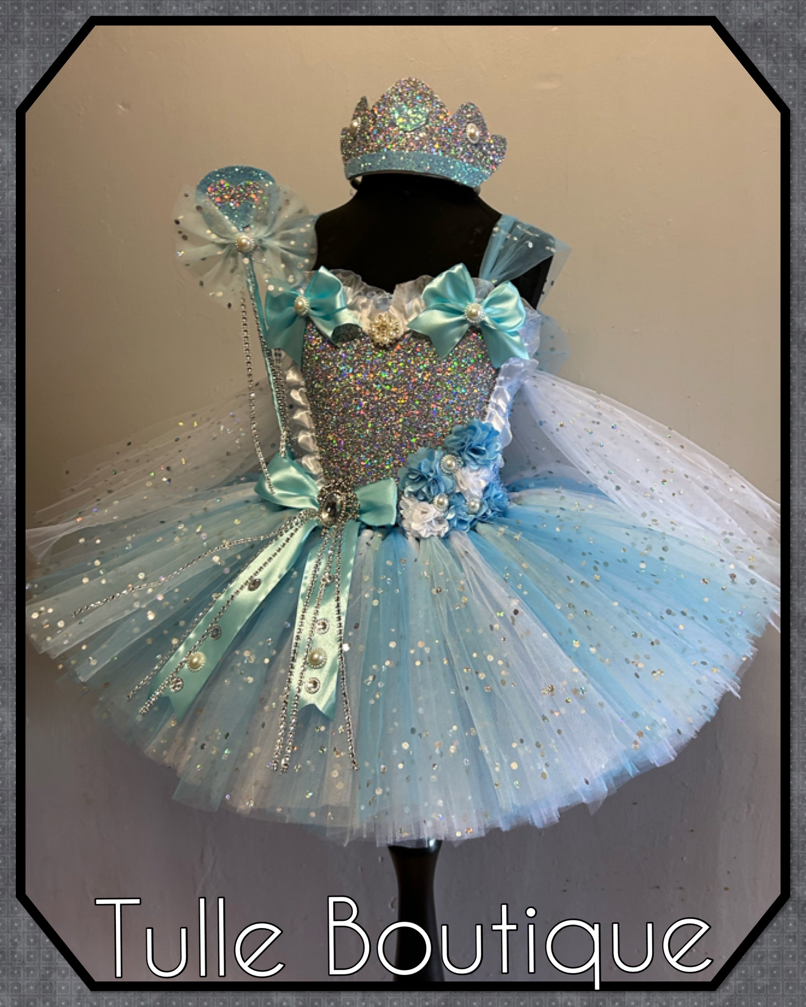 Girls Glitter Frozen Elsa birthday party princess tutu dress Tulleboutique