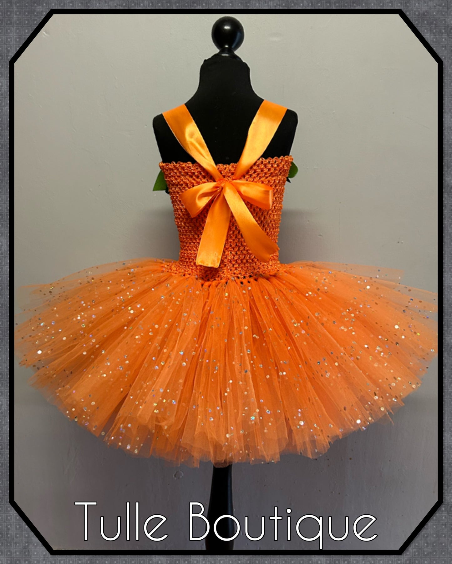 Girls Pumpkin glitter Halloween costume birthday tutu dress