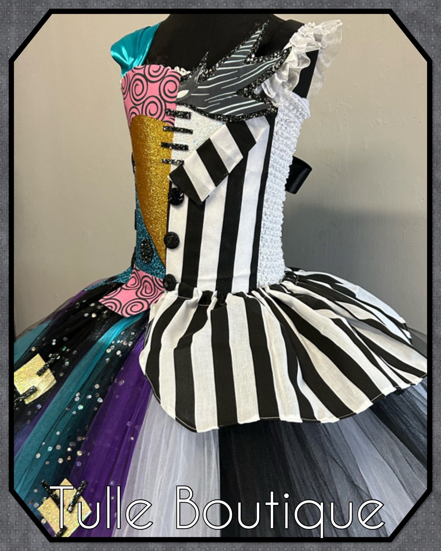 Girls Jack and Sally half and half halloween birthday party tutu dress nightmare before Christmas