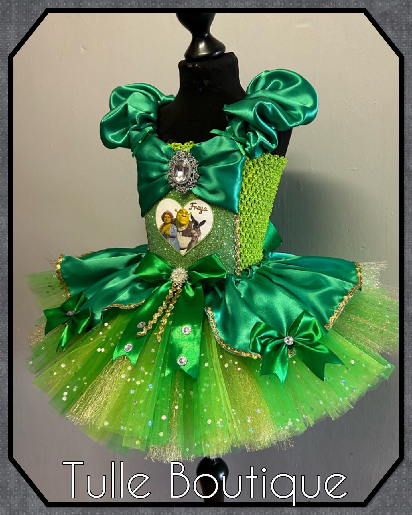 Girls Shrek costume ballgown tutu dress fancy dress