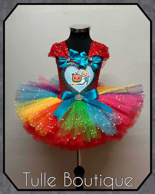 Cocomelon personalized rainbow birthday tutu dress