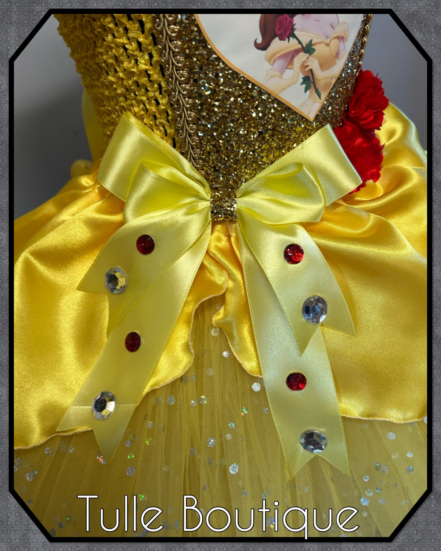 Girls princess Belle yellow ballgown tutu birthday party dress