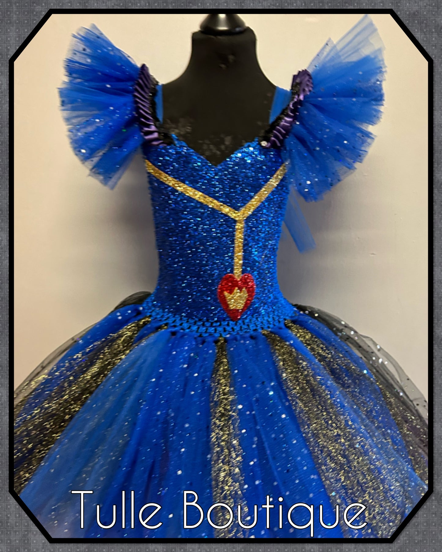 Girls Descendants Evie blue princess tutu birthday Halloween party dress