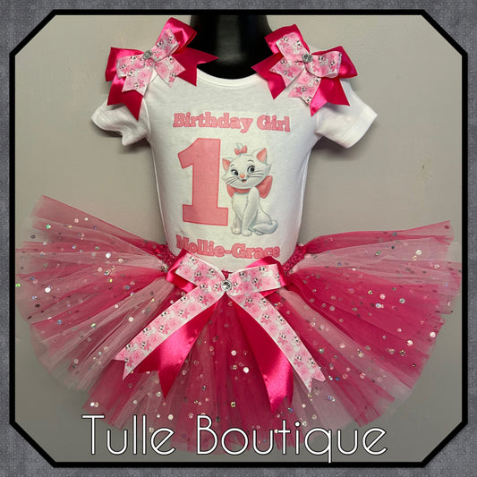 Girls Marie Cat T-shirt and tutu birthday party outfit set