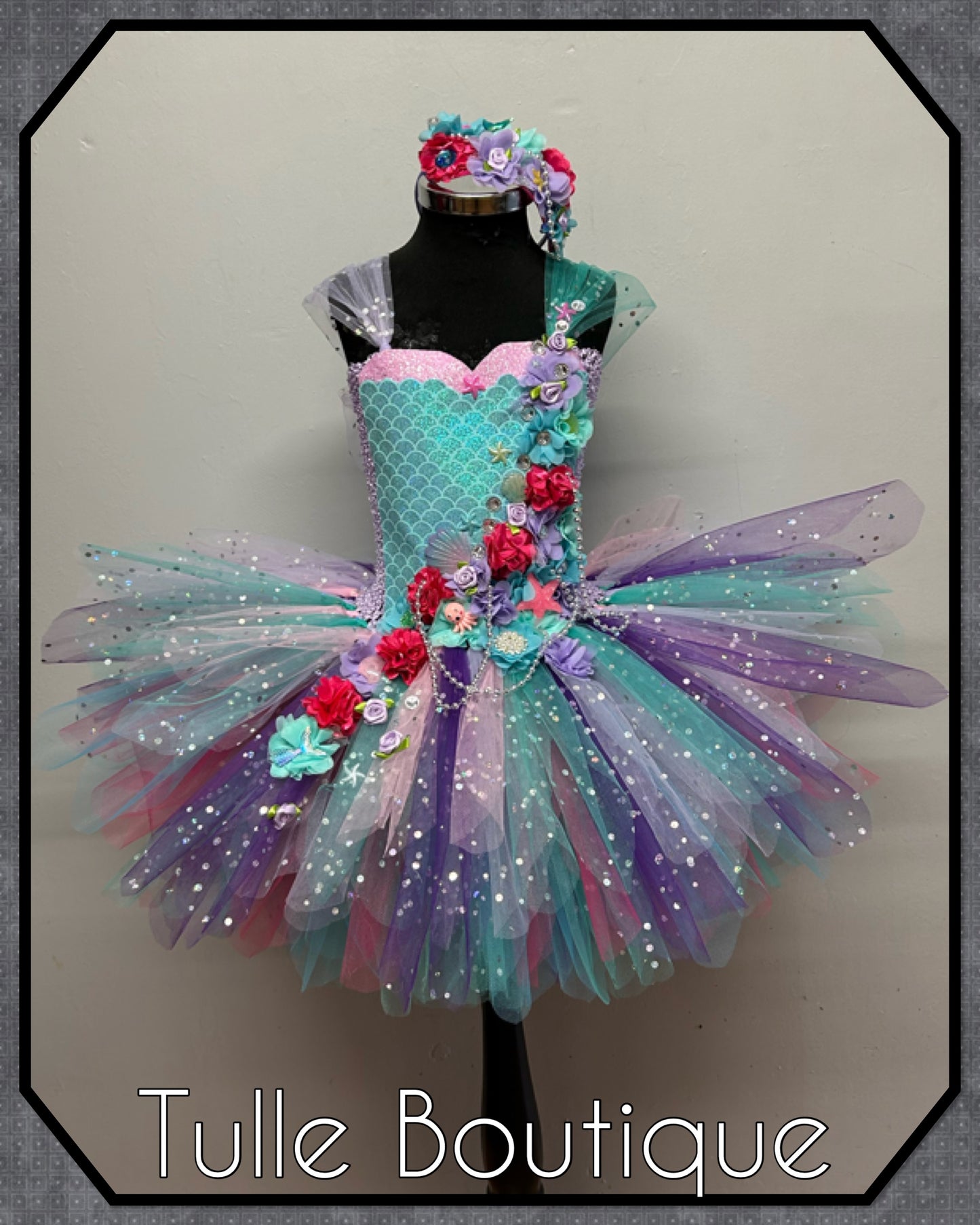 Girls Toddlers Mermaid princess under the sea themed tutu birthday party dress