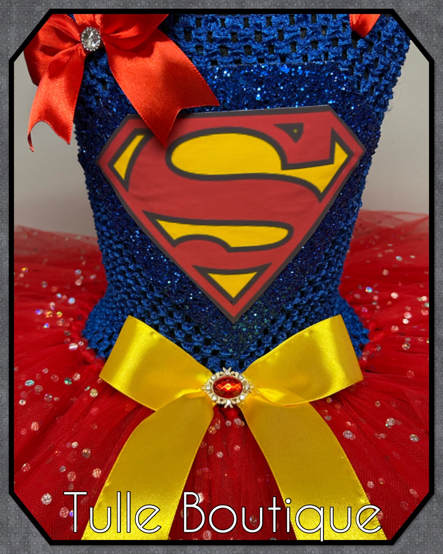 Girls Superman superhero tutu dress birthday party fancy dress costume