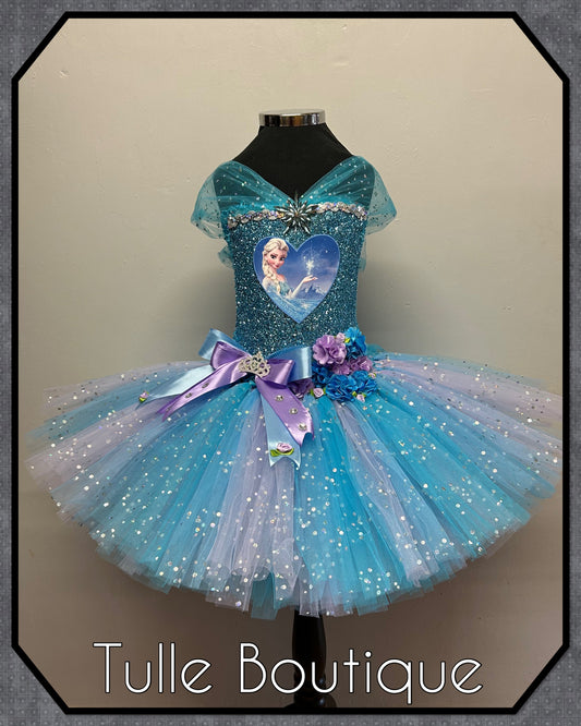 Girls Frozen Elsa princess tutu birthday party dress