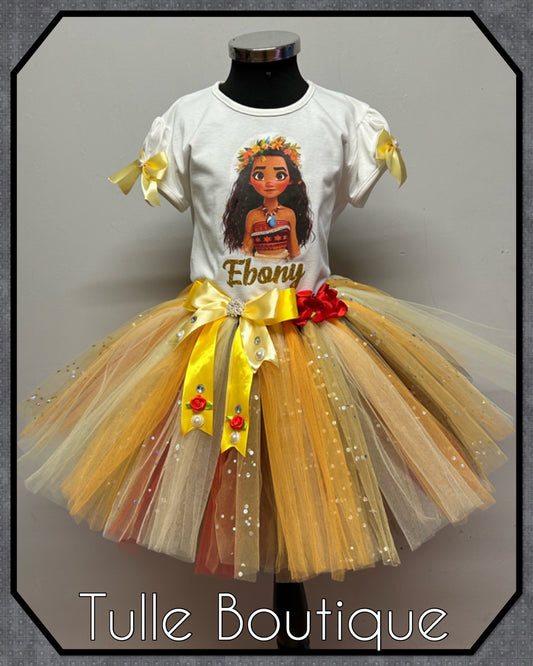 Girls Hawaiian Princess Moana birthday party tutu and T-shirt fancy party outfit