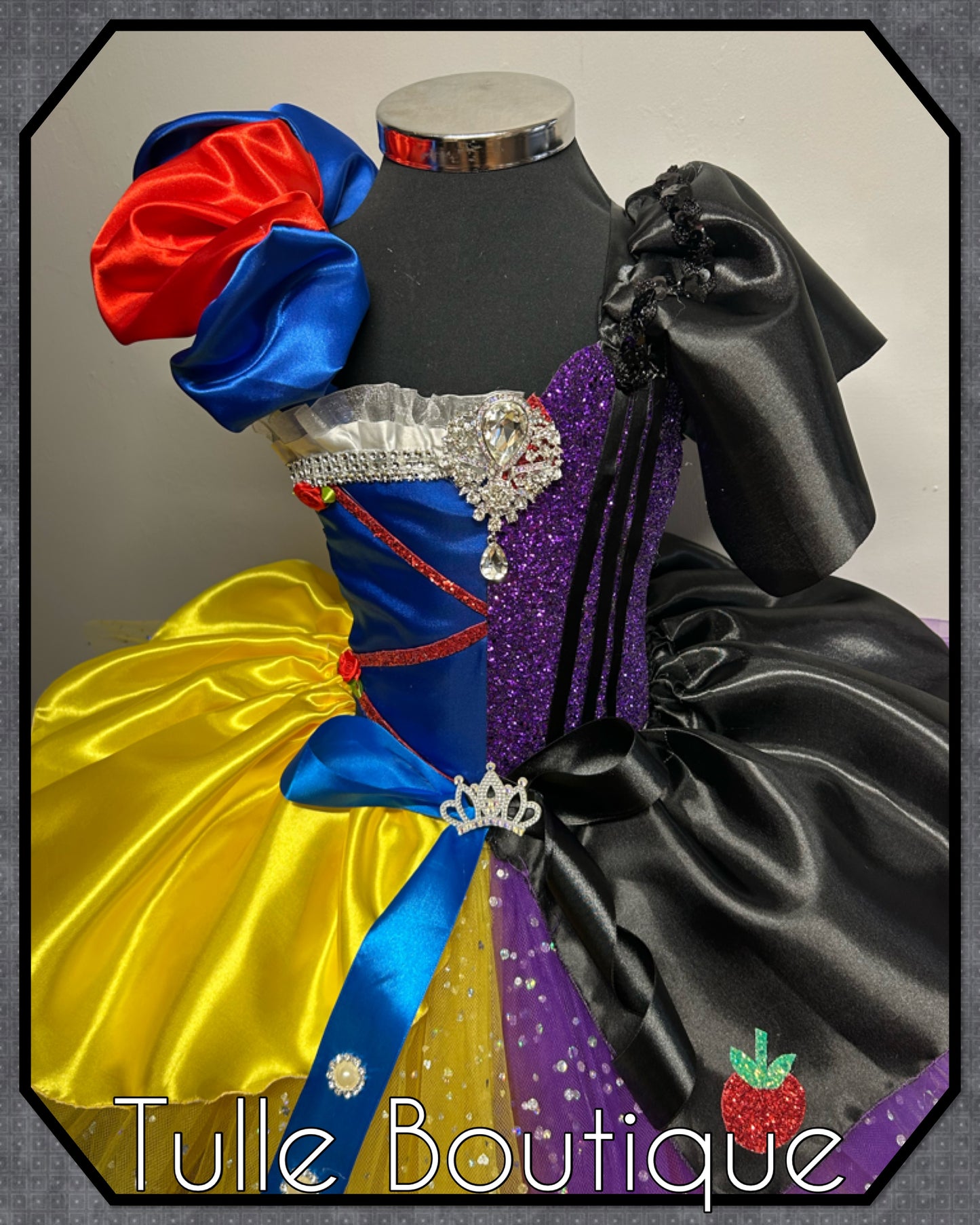 Girls Toddlers half and half ballgown Snow White and Evil Queen tutu dress fancy dress costume