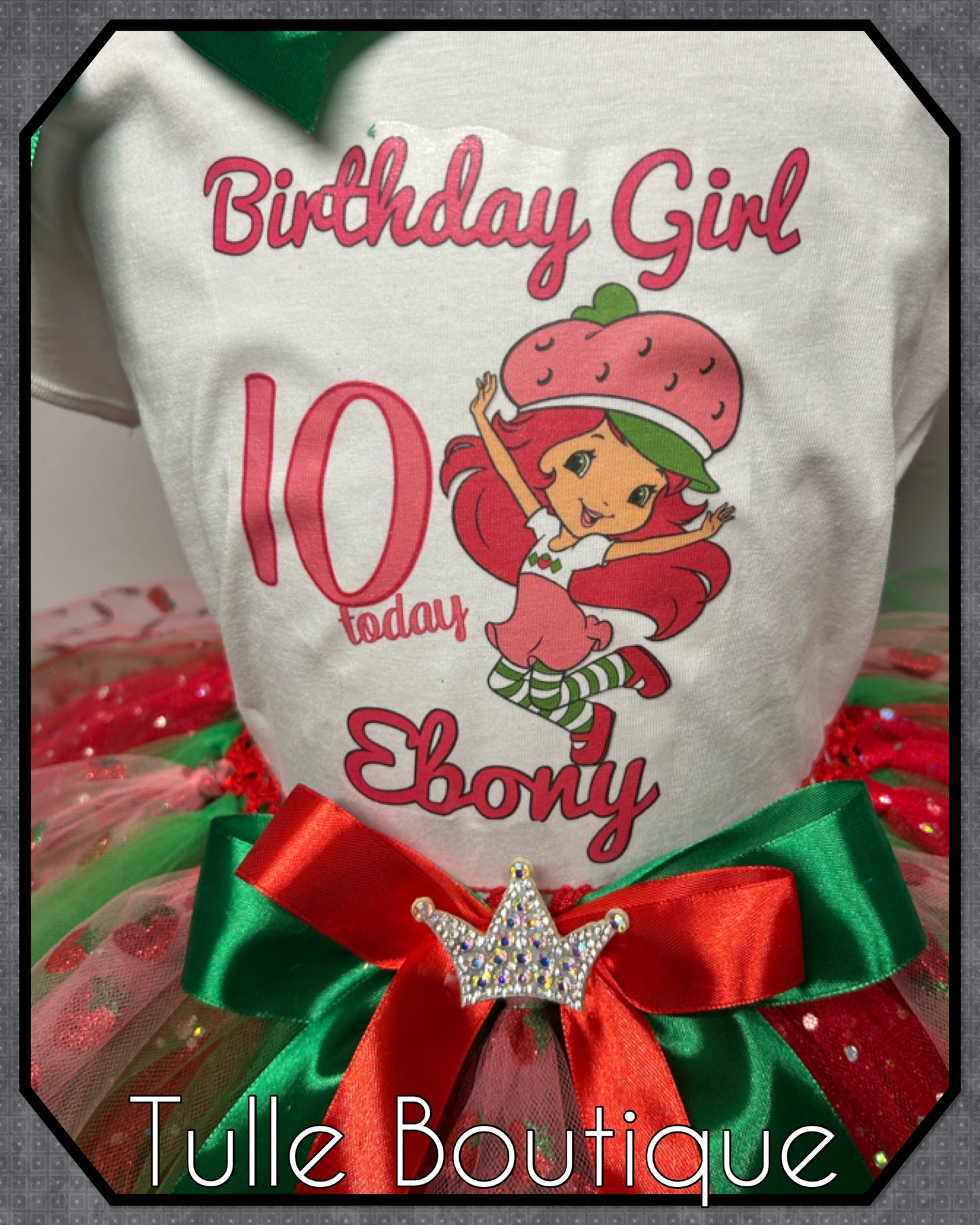 Girls toddlers Strawberry shortcake personalised T-shirt and tutu birthday party outfit dress