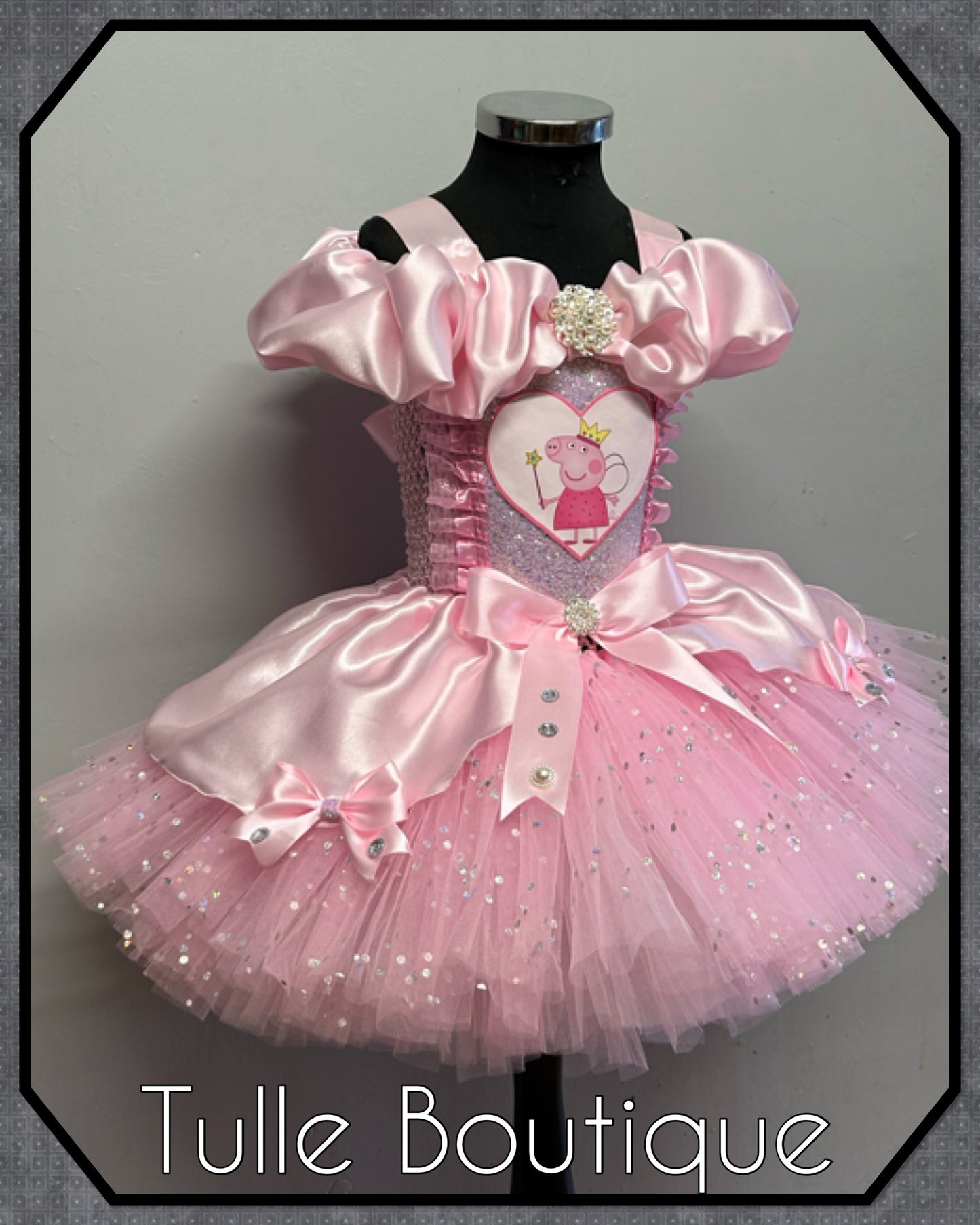 Girls Toddlers Baby Pink Peppa pig princess ballgown birthday party tutu dress