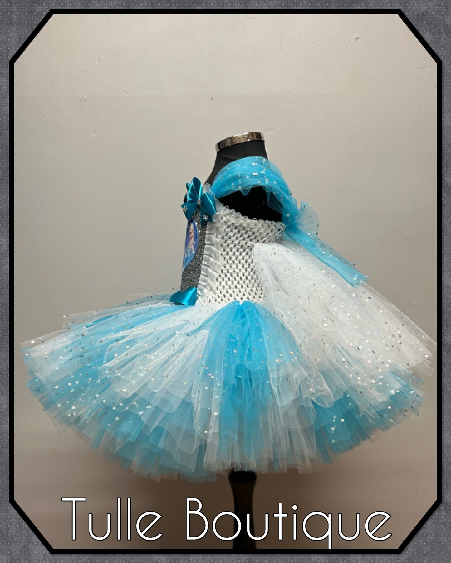 Frozen Elsa and Anna birthday party princess tutu dress with tulle cape